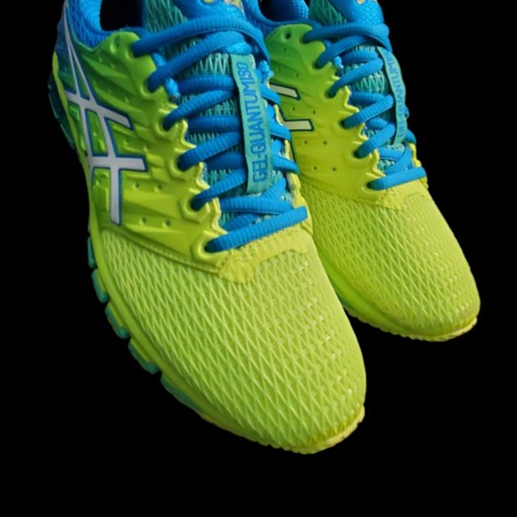 Asics GEL-Quantum 180 Performance Running Shoe, 8.5, Safety Yellow and Blue - Picture 5 of 11